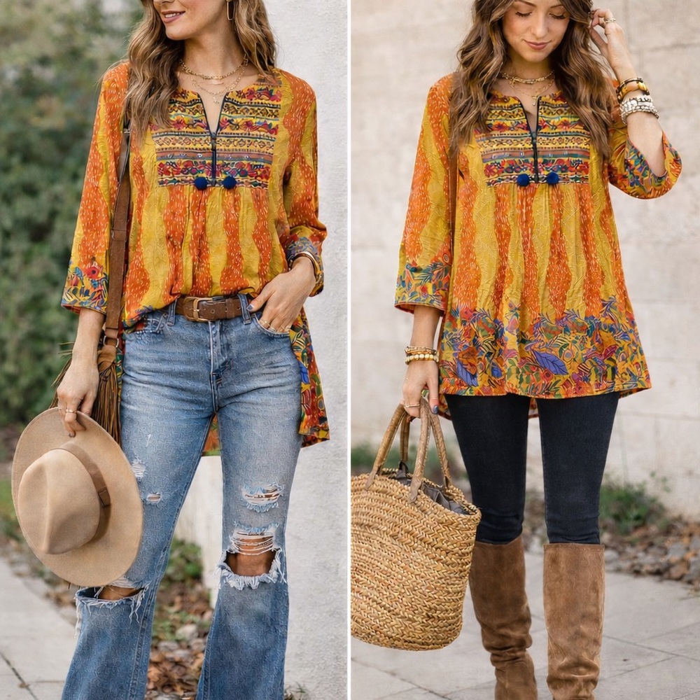 Ethnic by Outfitters Colorful Floral Women's Tunic 03-0086